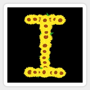 Sunflowers Initial Letter I (Black Background) Magnet